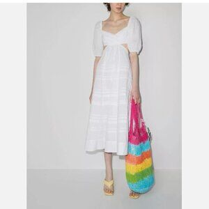 STAUD Cut-Out Tiered Midi Dress